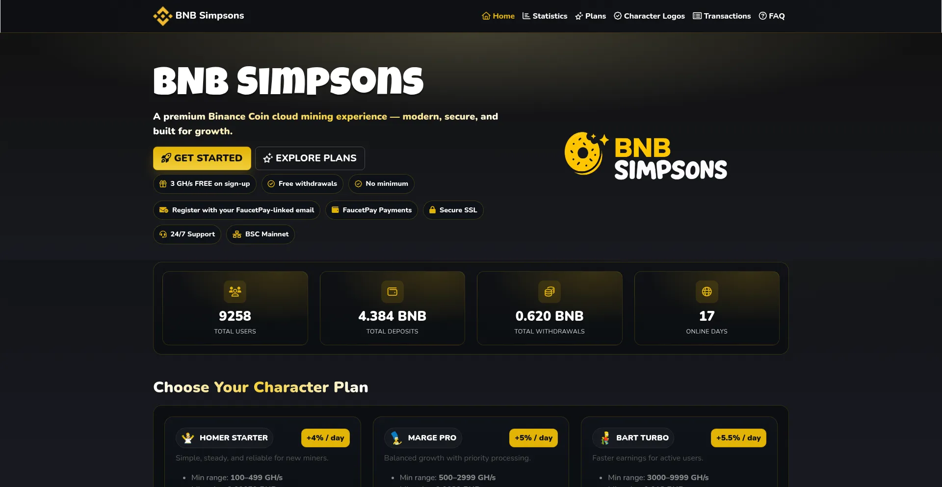 Website screenshot of Bnbsimpsons.site