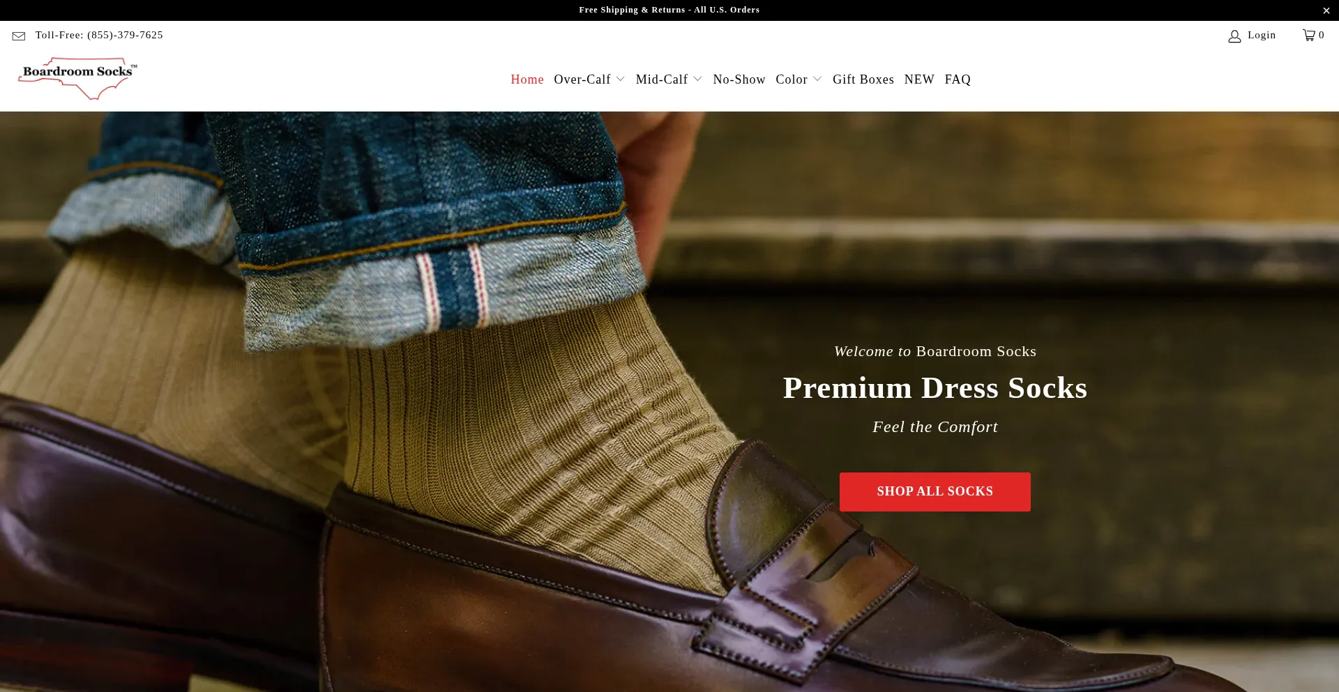 Website screenshot of Boardroomsocks.com