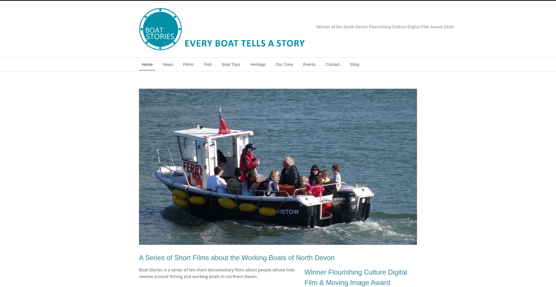 Website screenshot of Boatstories.co.uk