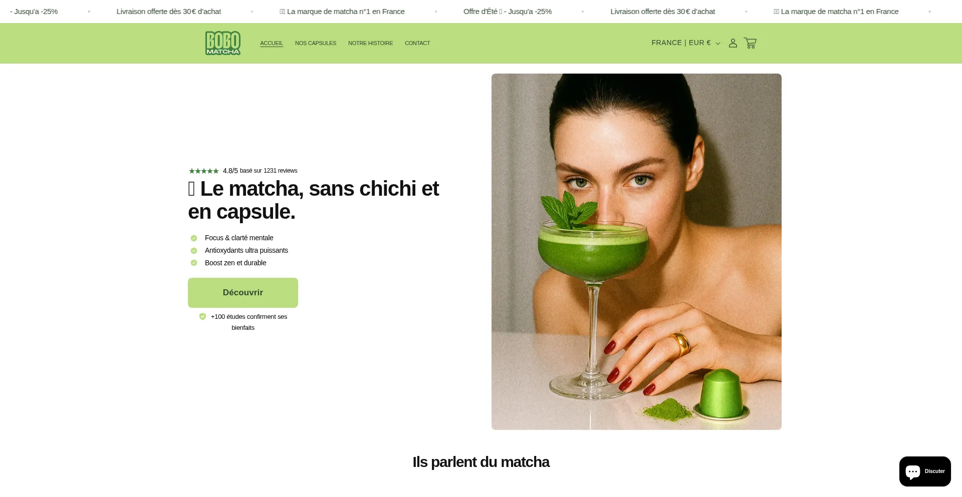 Website screenshot of Bobomatcha.com