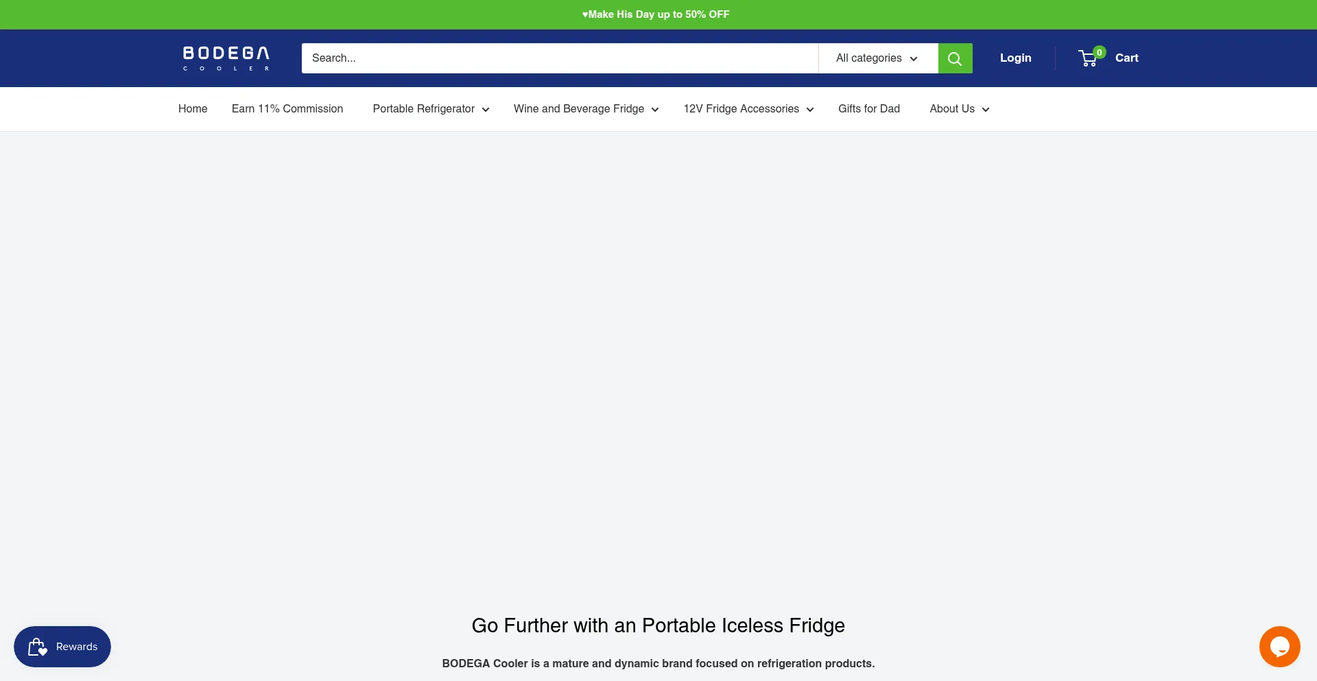 Website screenshot of Bodegacooler.com