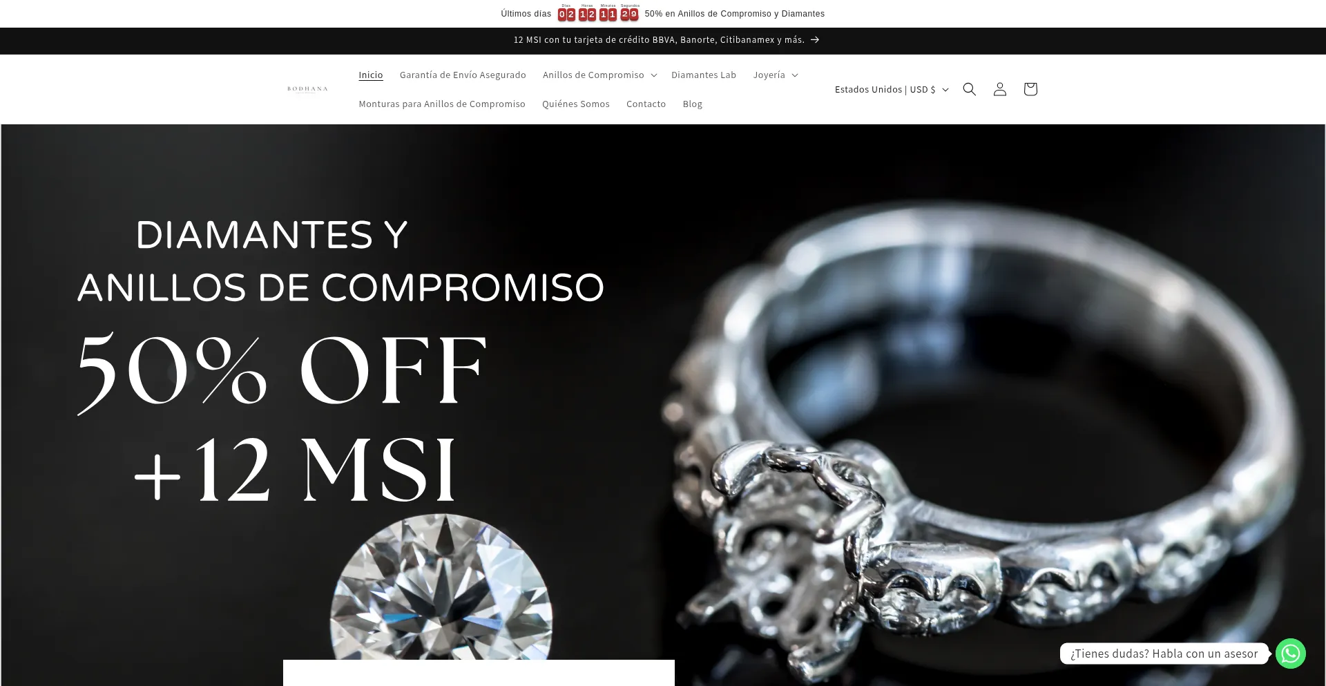 Website screenshot of Bodhana.com.mx