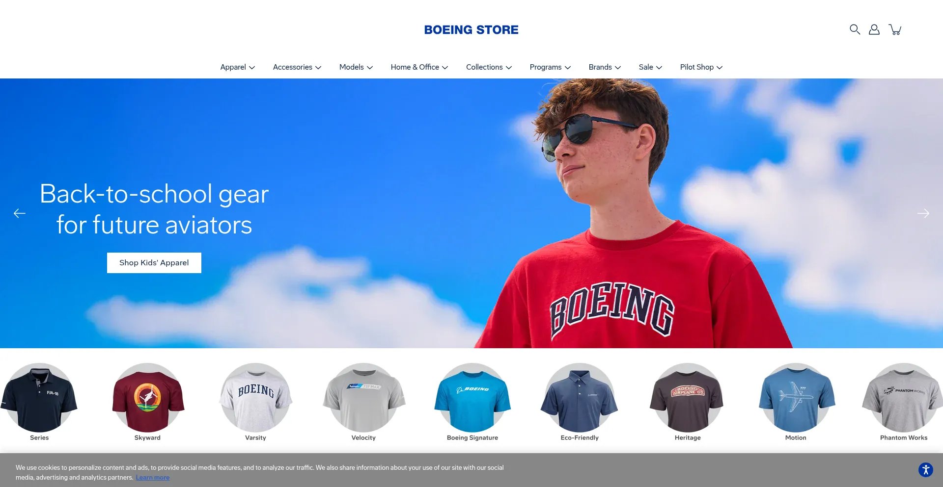 Website screenshot of Boeingstore.com