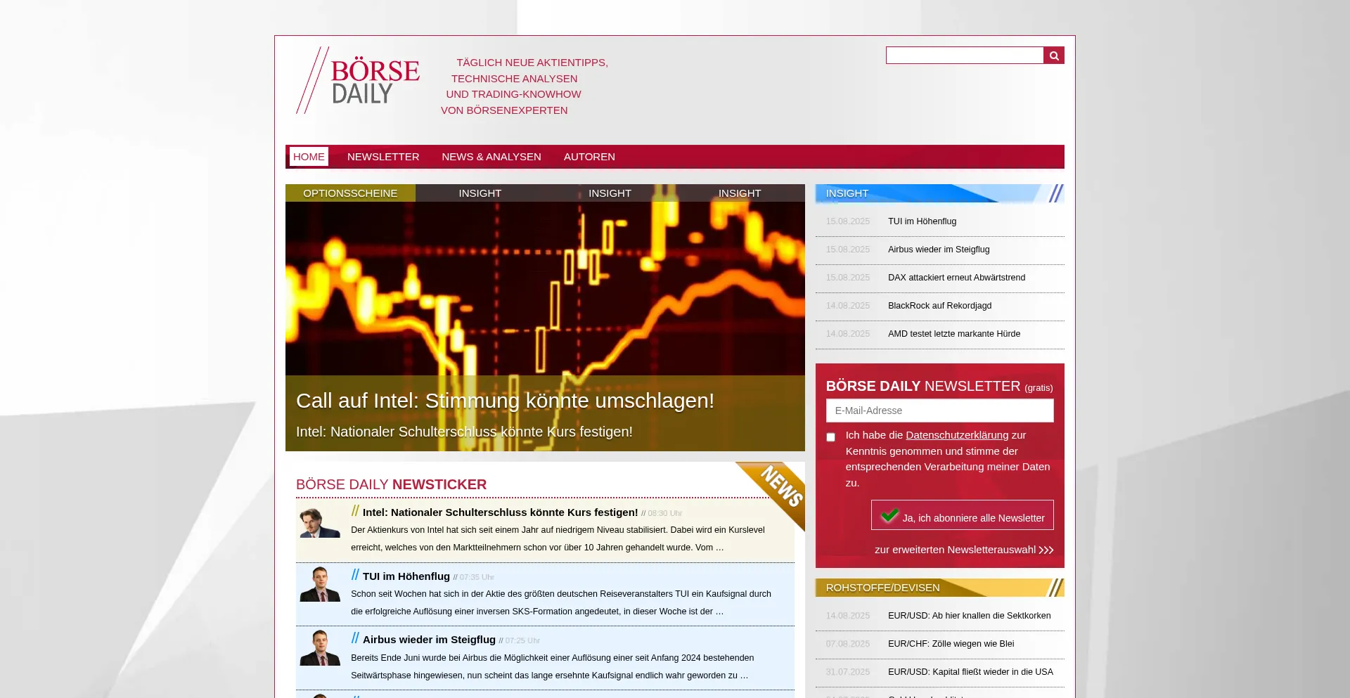 Website screenshot of Boerse-daily.de