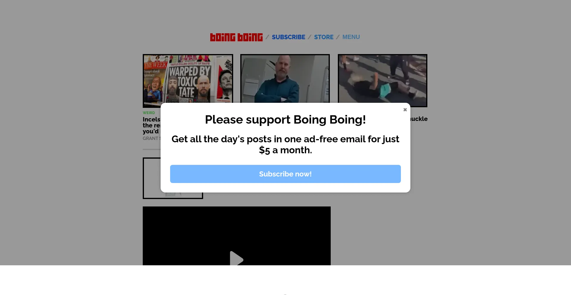 Website screenshot of Boingboing.com