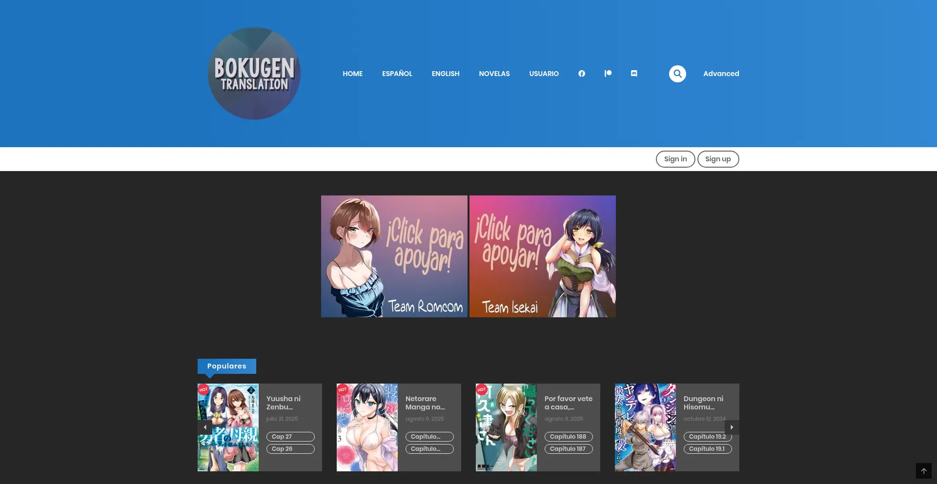 Website screenshot of Bokugents.com
