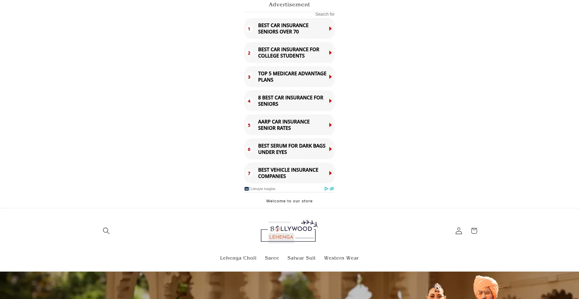 Website screenshot of Bollywoodlehenga.com