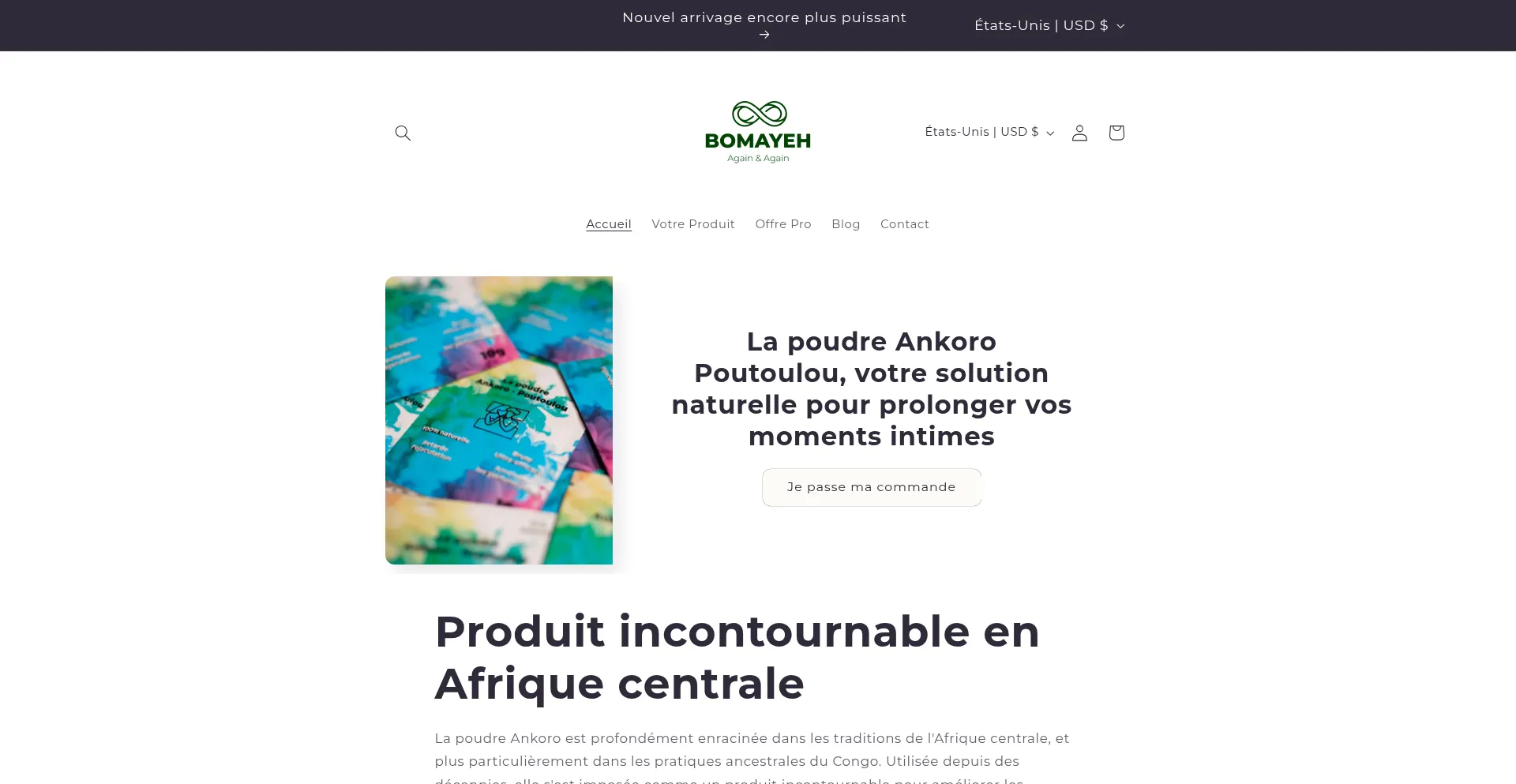 Website screenshot of Bomayeh.fr