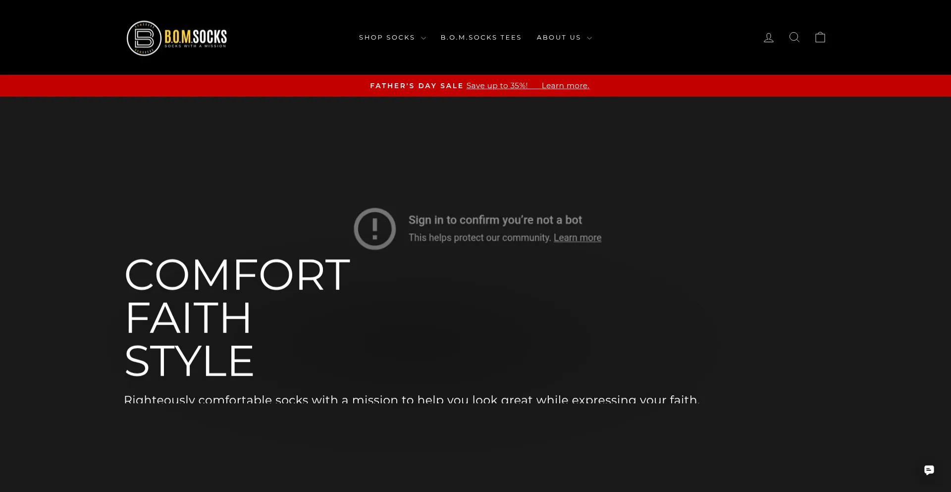 Website screenshot of Bomsocks.com