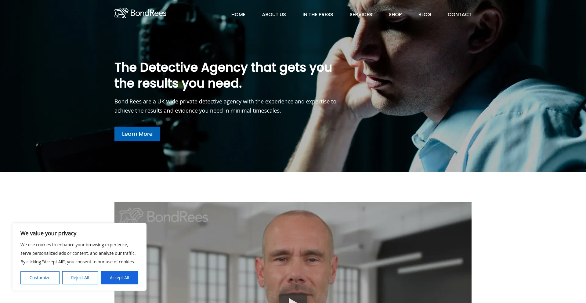 Website screenshot of Bondrees.com