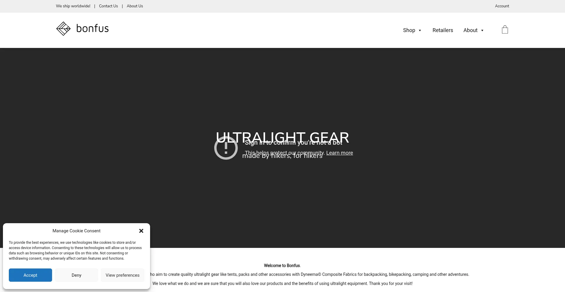Website screenshot of Bonfus.com