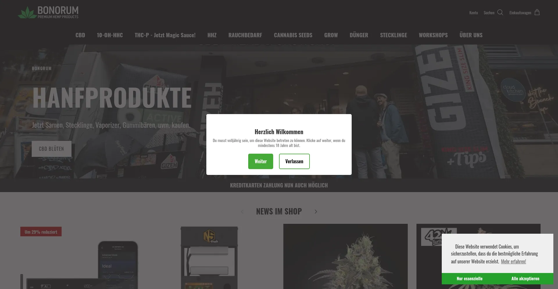 Website screenshot of Bonorumcbd.de