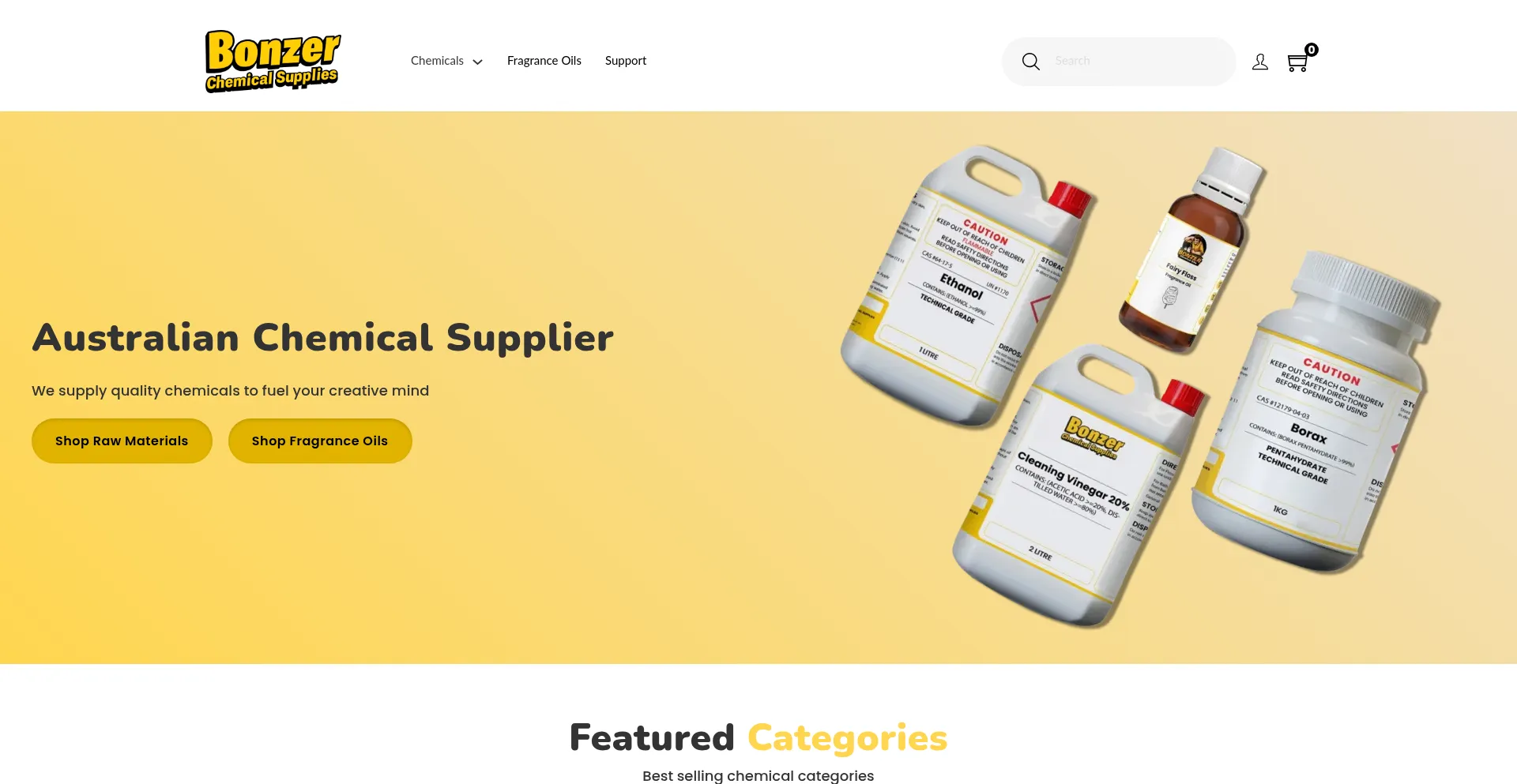 Website screenshot of Bonzerchemicalsupplies.com.au