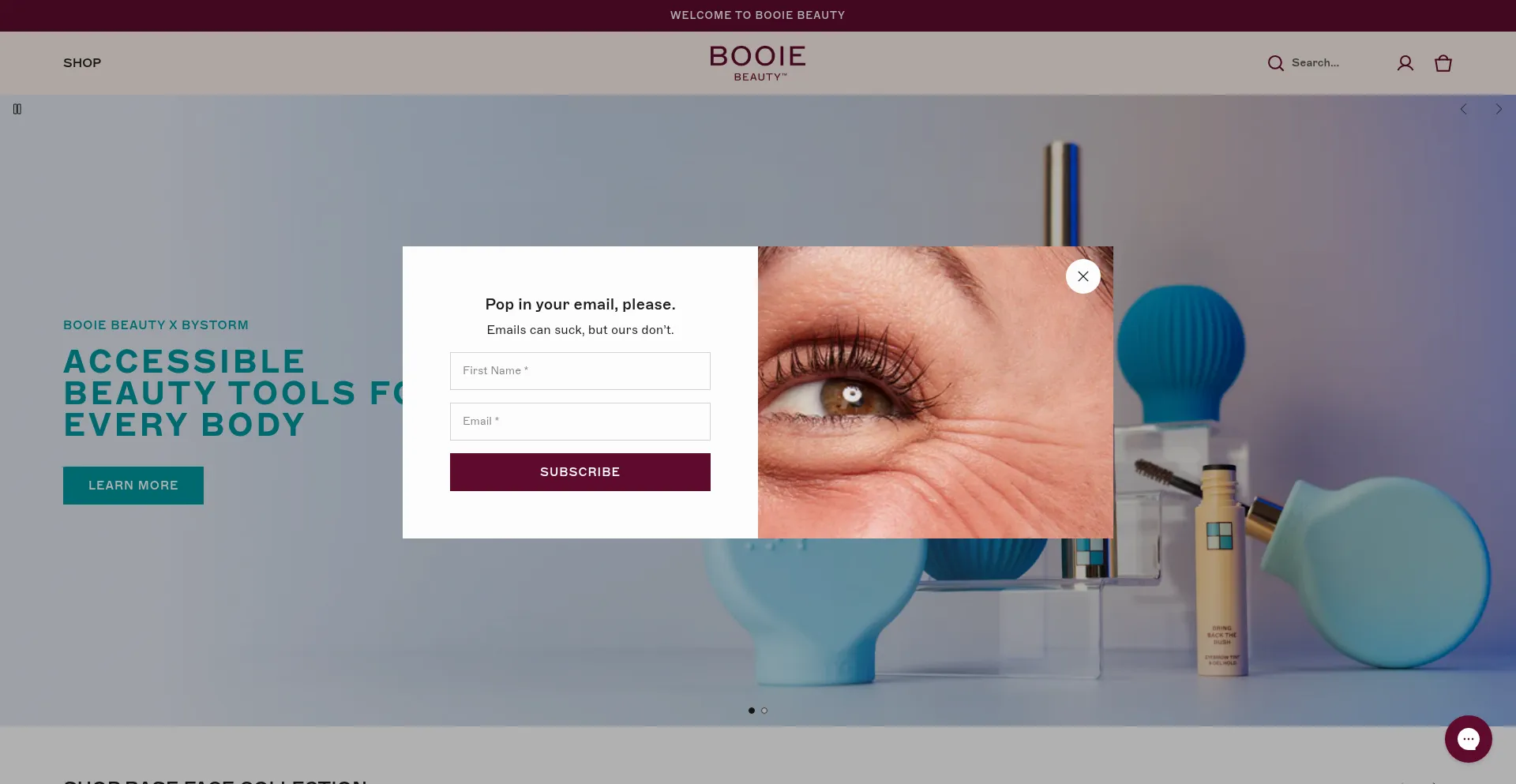 Website screenshot of Booie.com