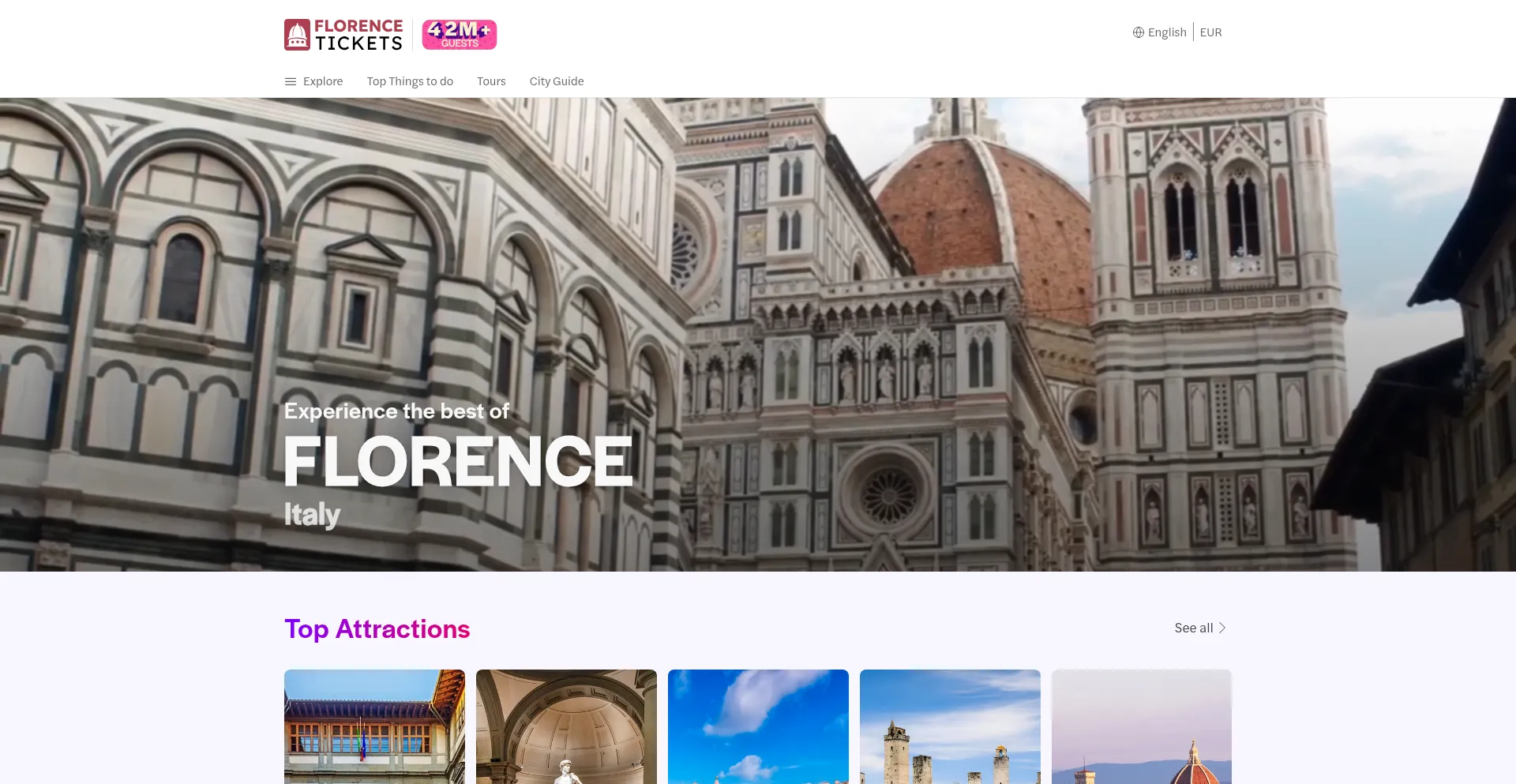 Website screenshot of Book.tickets-florence.it