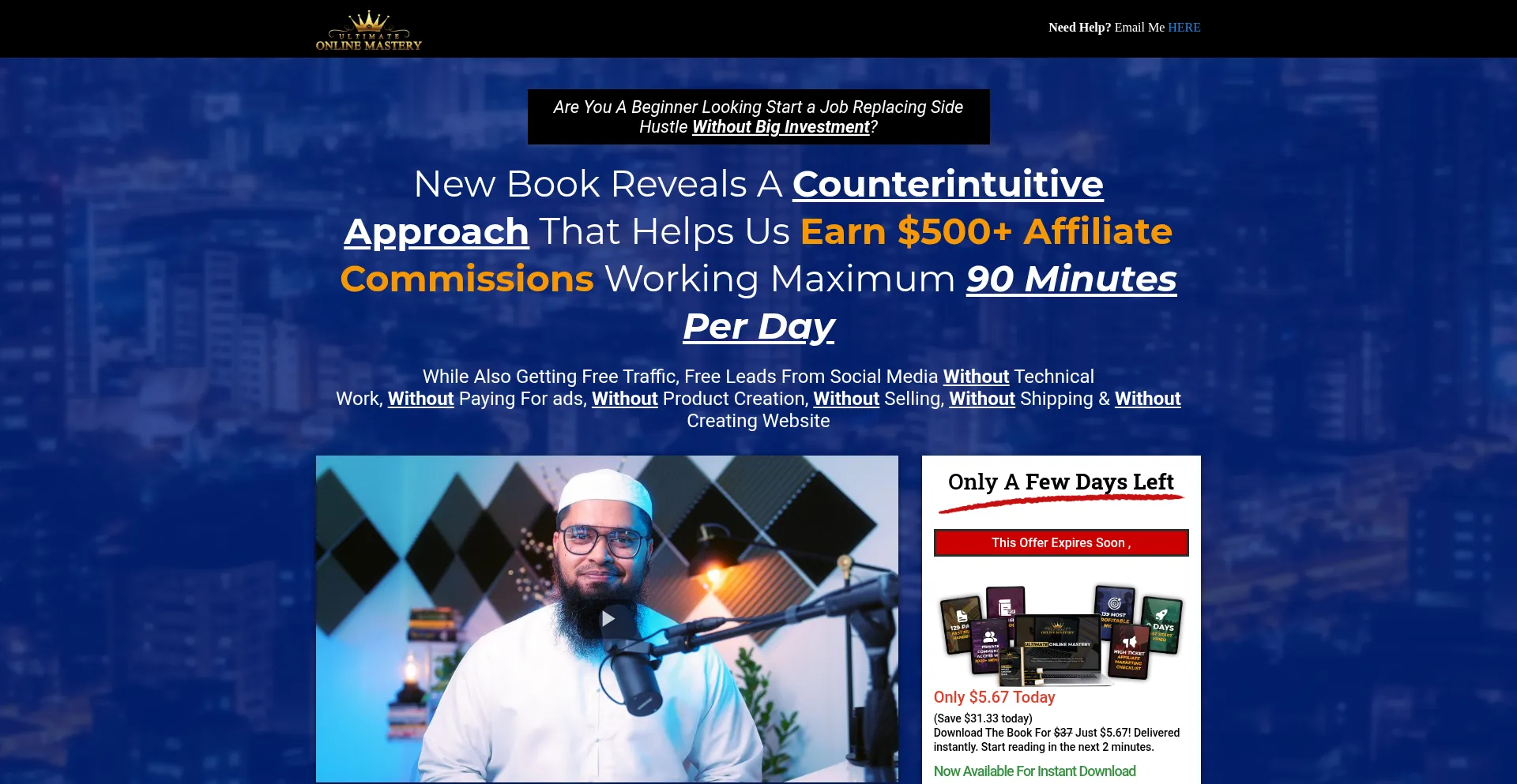 Website screenshot of Book.ultimateonlinemastery.com