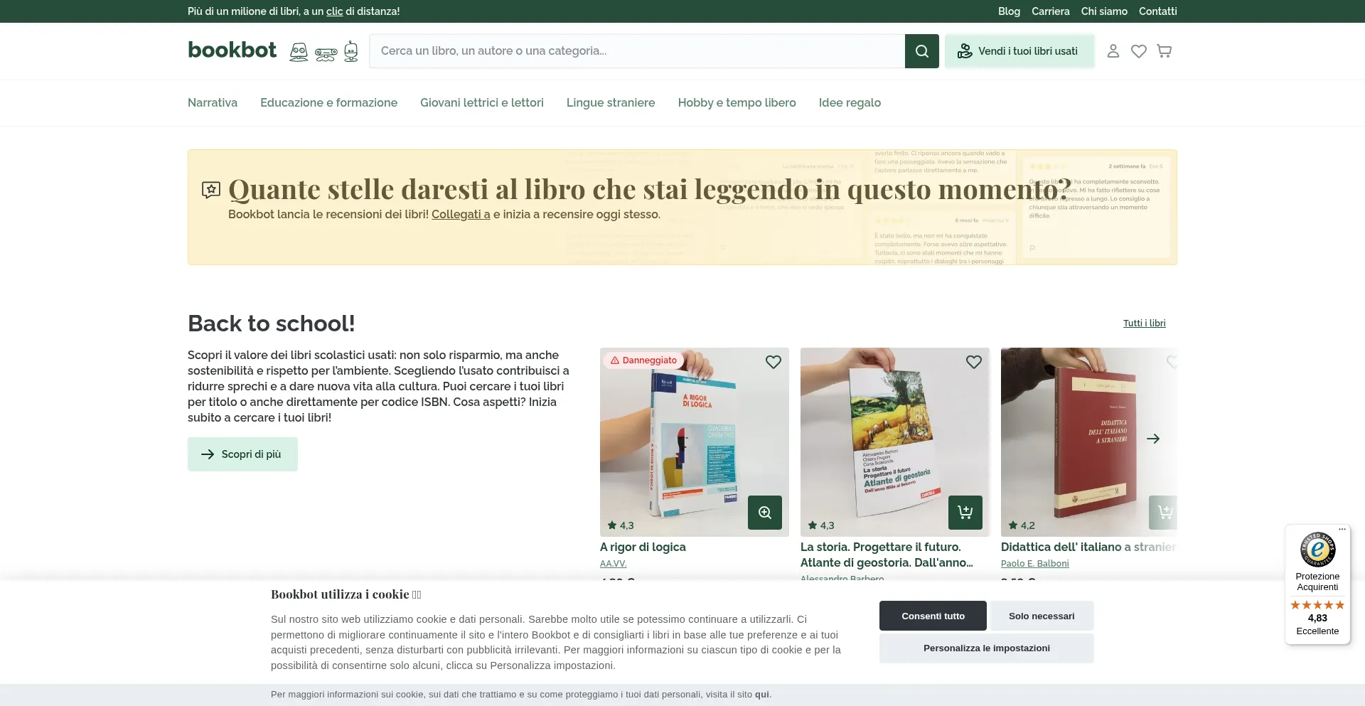 Website screenshot of Bookbot.it