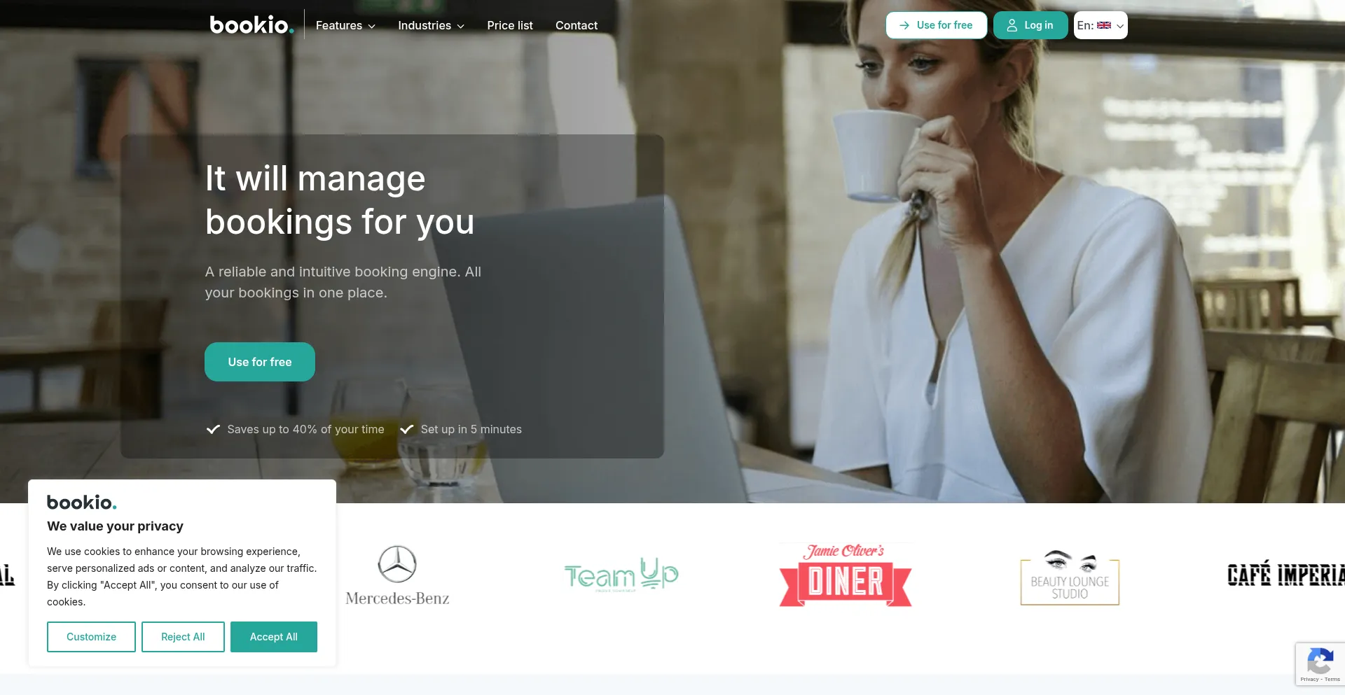 Website screenshot of Bookio.com