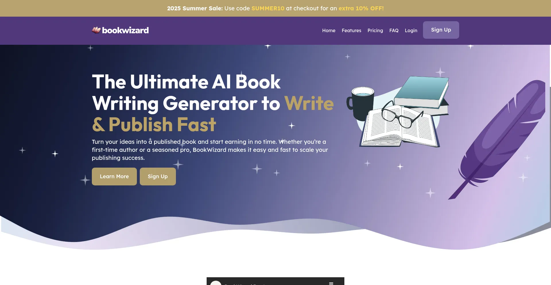 Website screenshot of Bookwizard.co