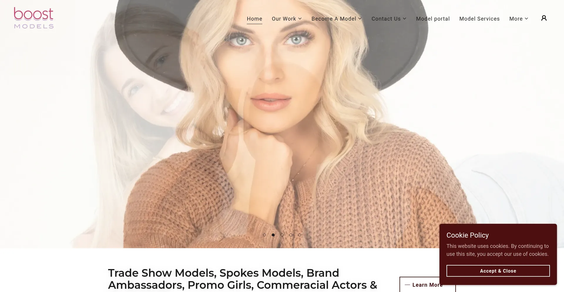 Website screenshot of Boostmodels.com