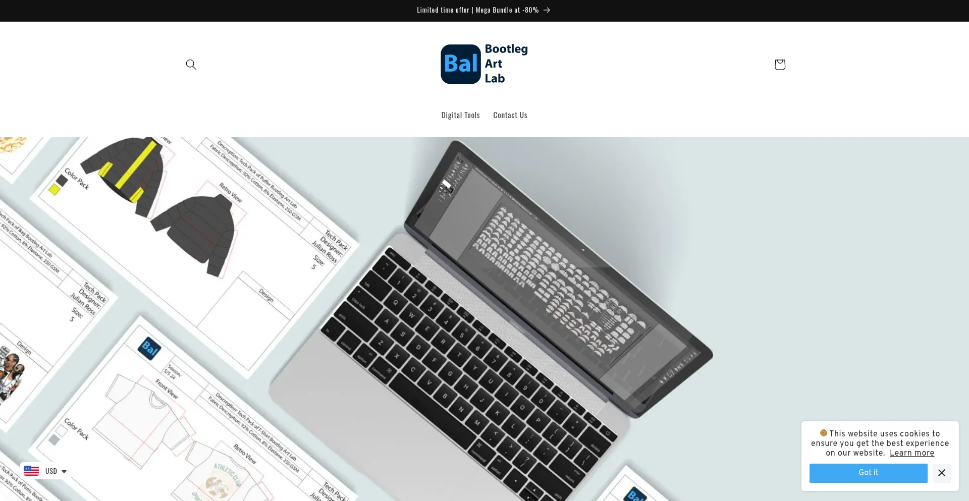 Website screenshot of Bootlegartlab.com