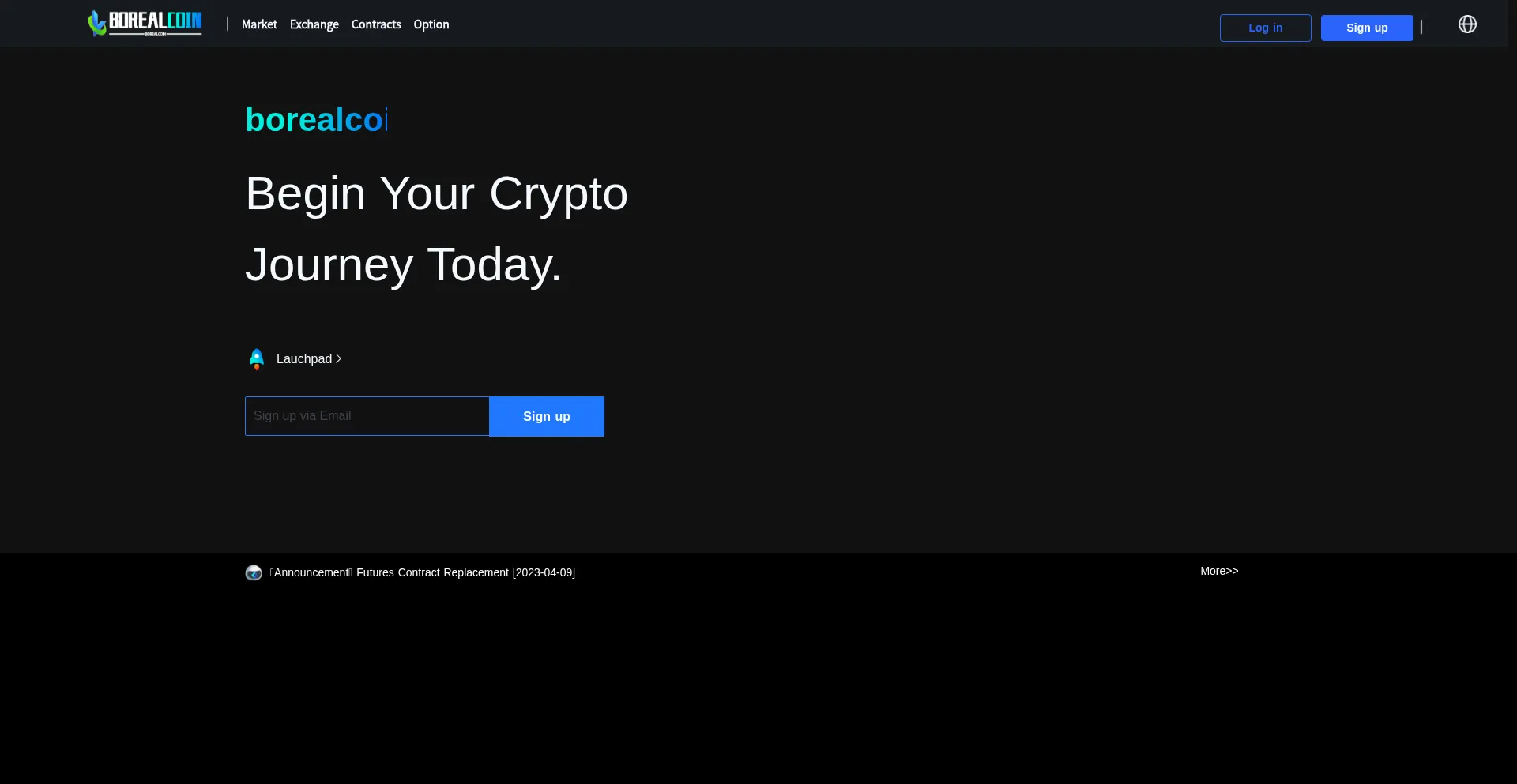 Website screenshot of Borealcoin.com