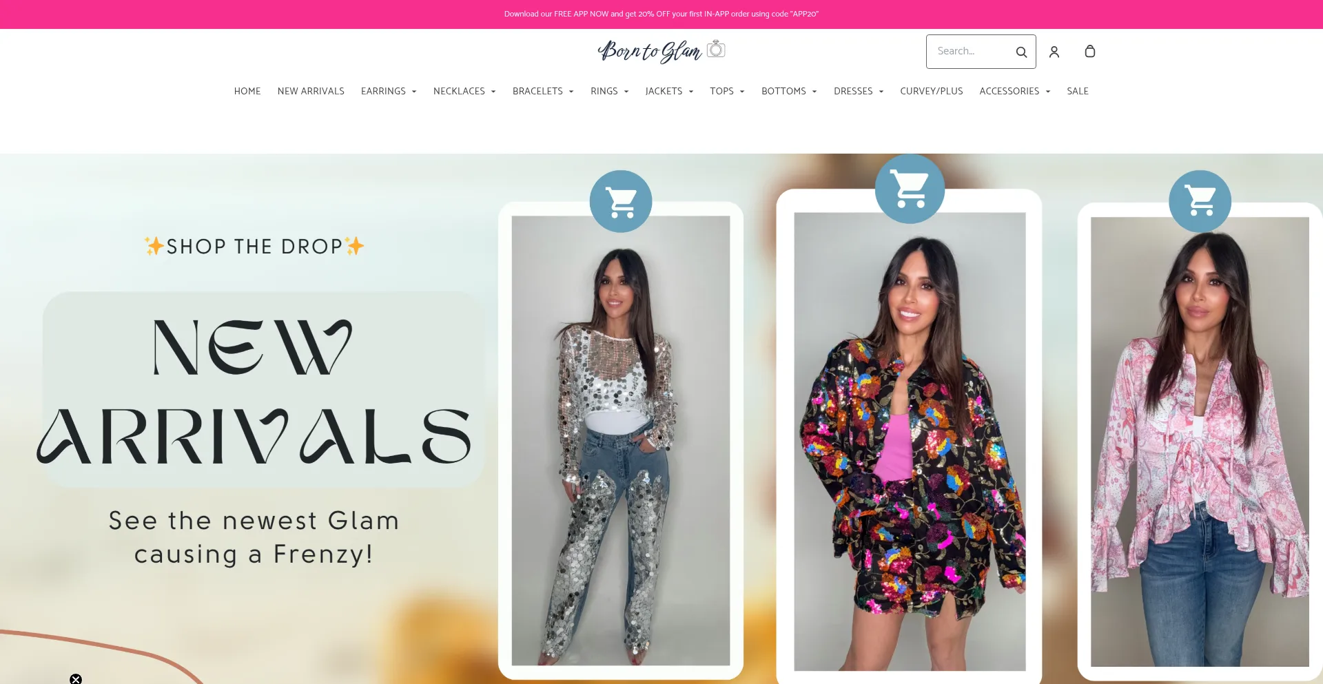 Website screenshot of Borntoglam.com