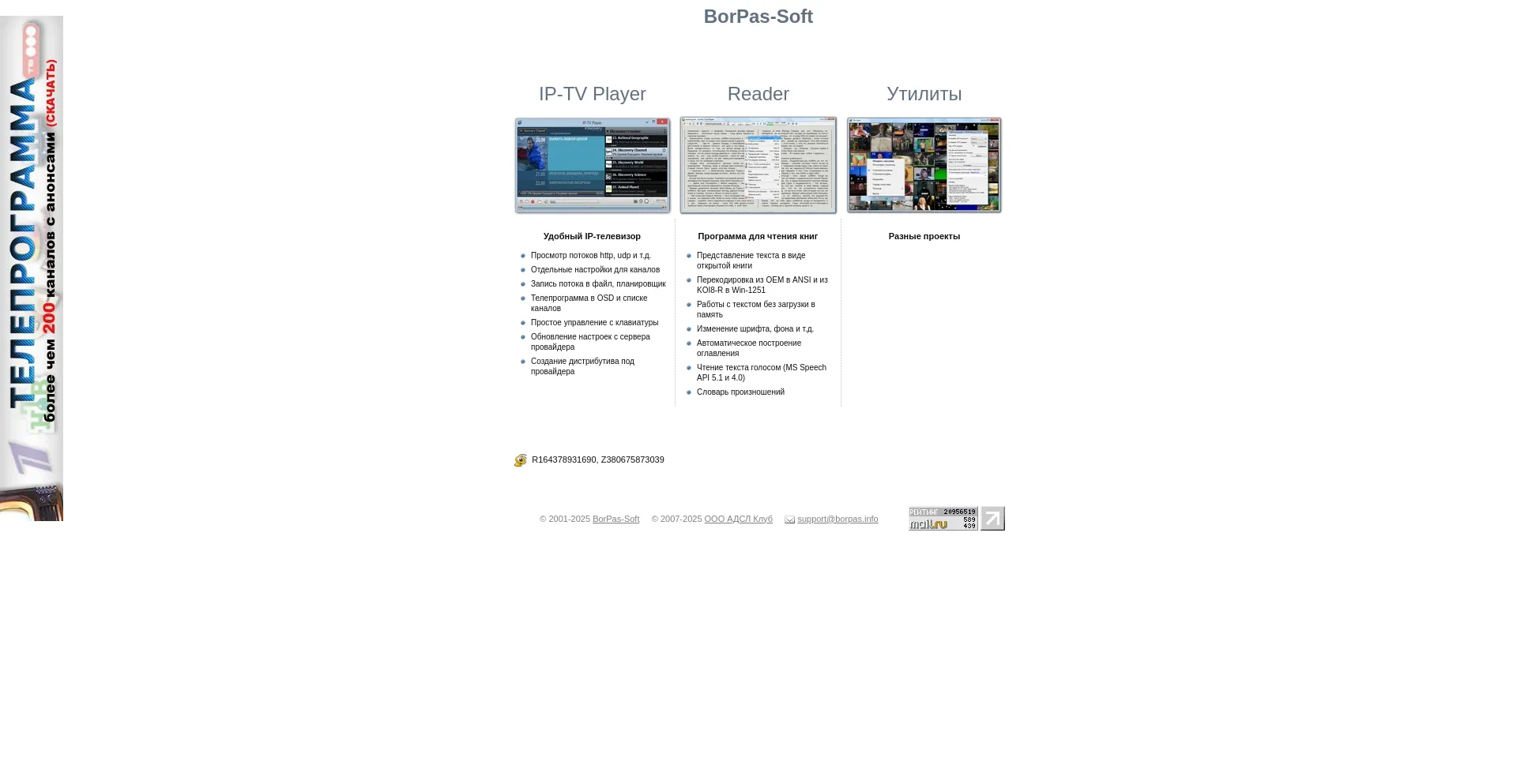 Website screenshot of Borpas.info