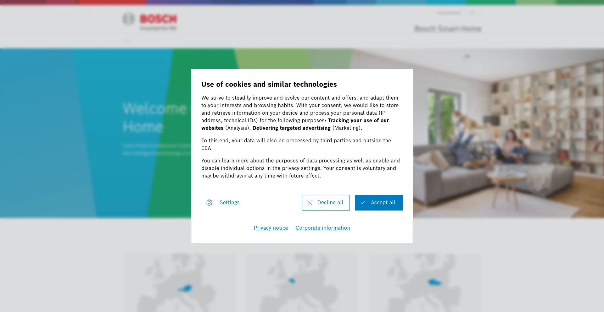 Website screenshot of Bosch-smarthome.com