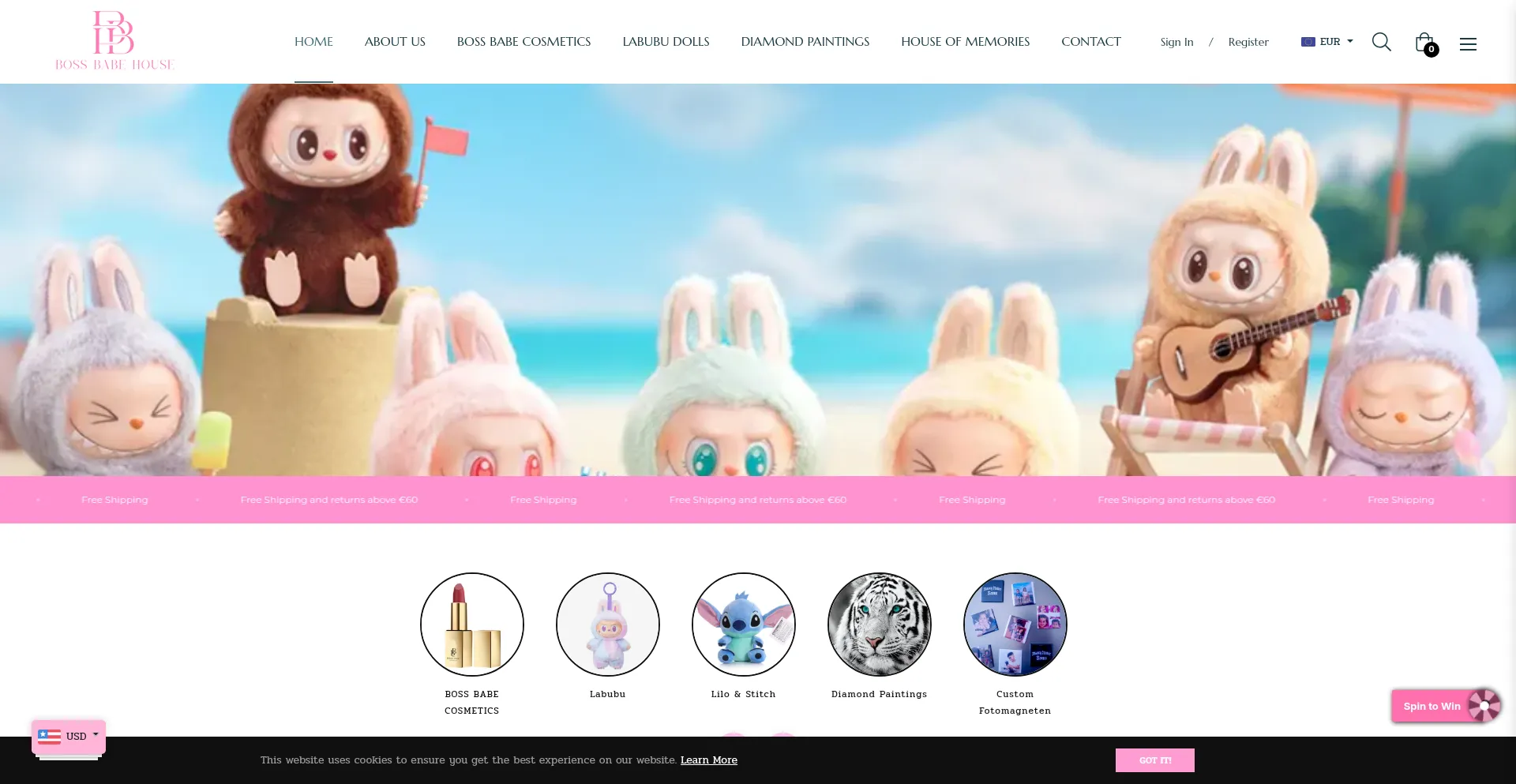 Website screenshot of Bossbabehouse.com