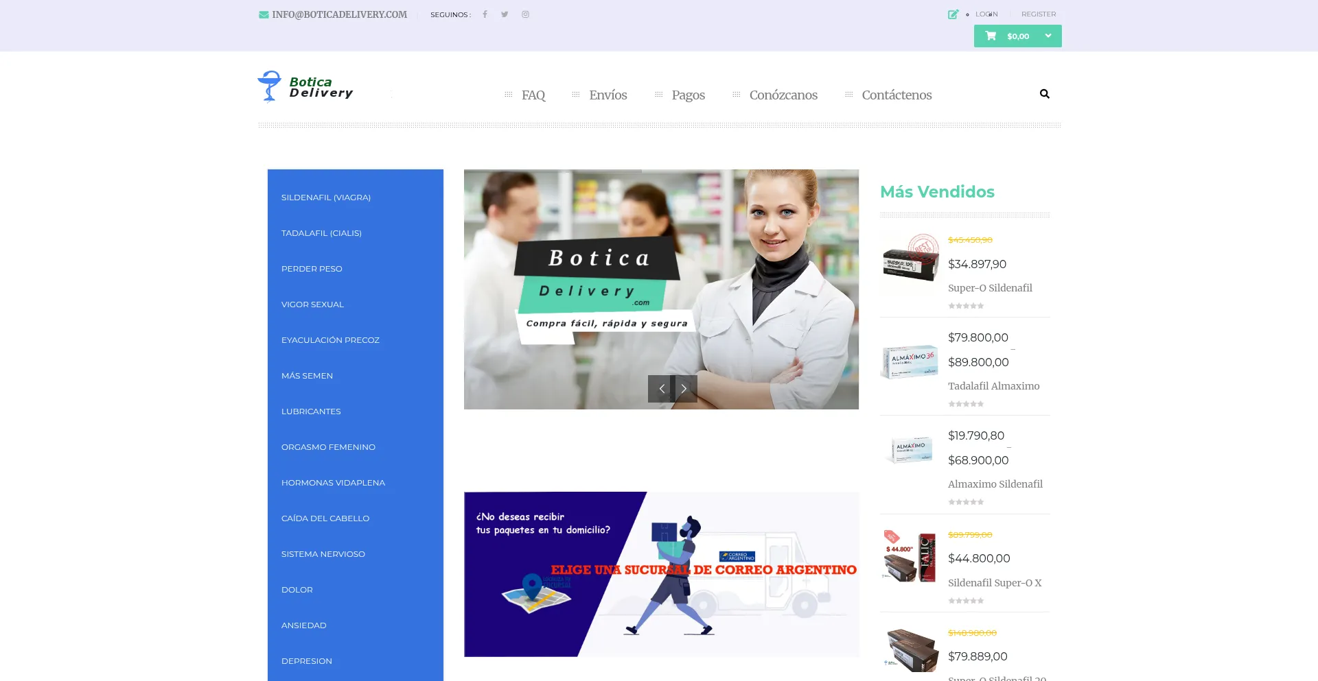 Website screenshot of Boticadelivery.com