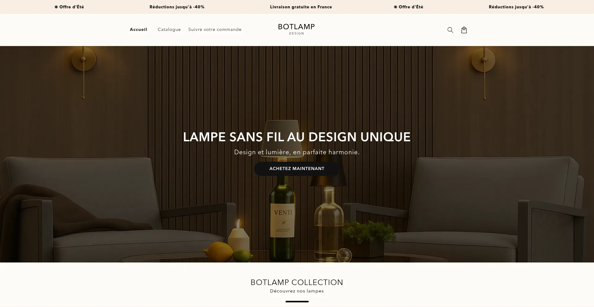 Website screenshot of Botlamp.com
