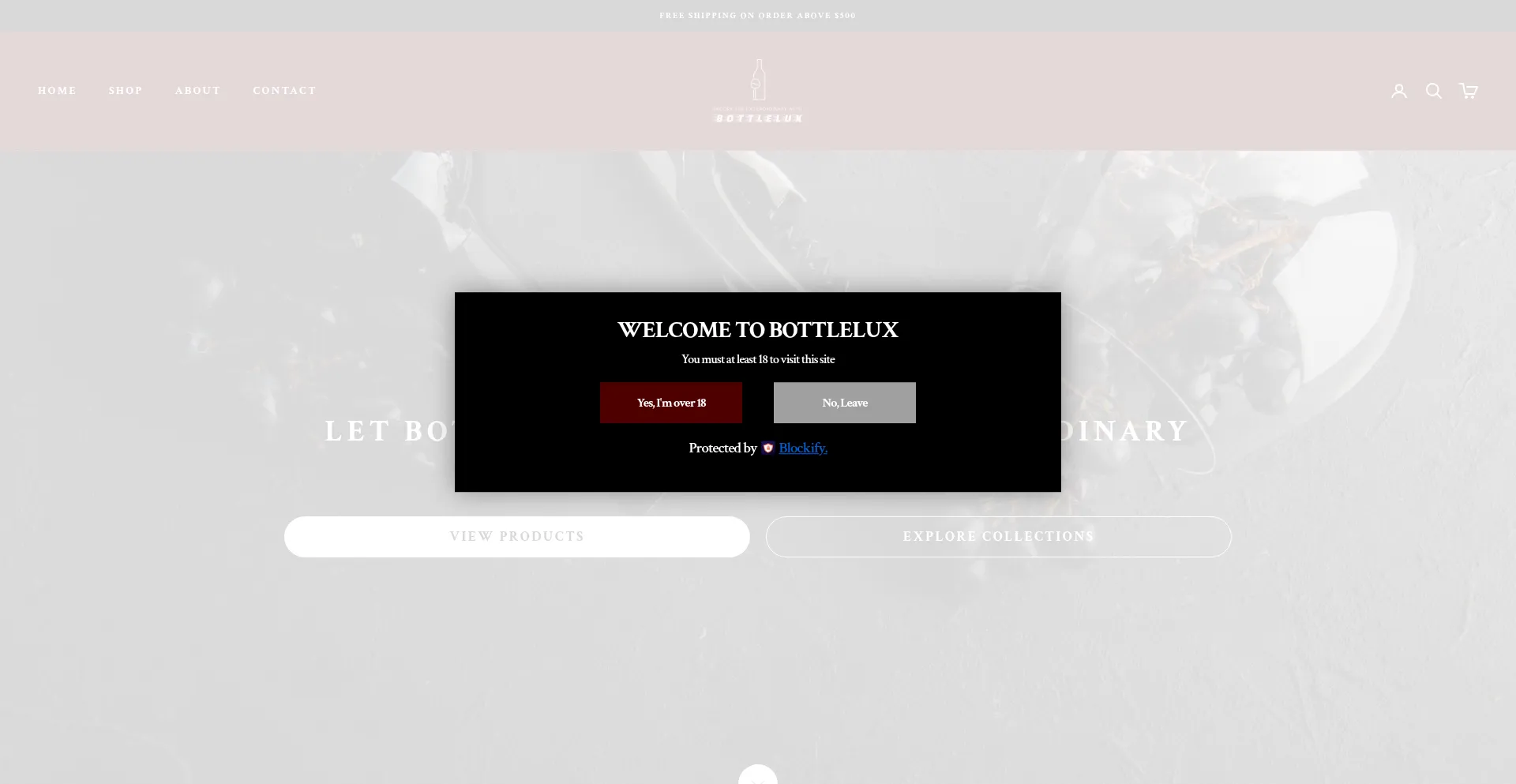 Website screenshot of Bottlelux.com.au