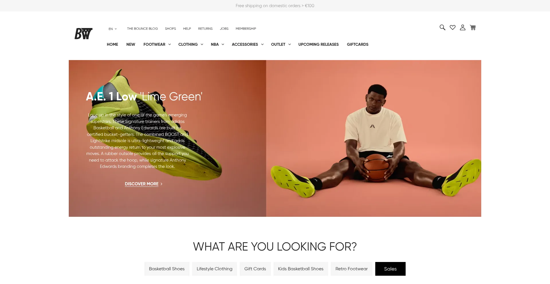 Website screenshot of Bouncewear.es