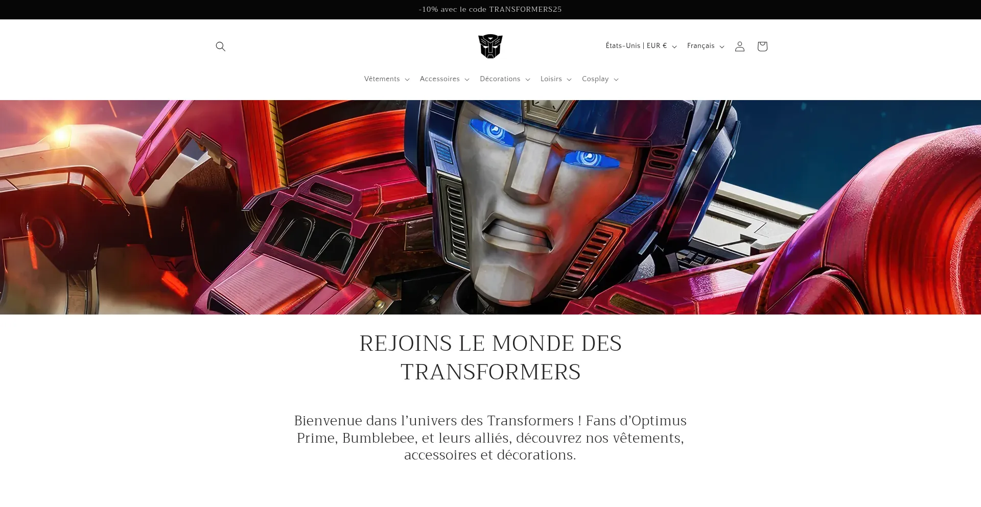 Website screenshot of Boutique-transformers.com