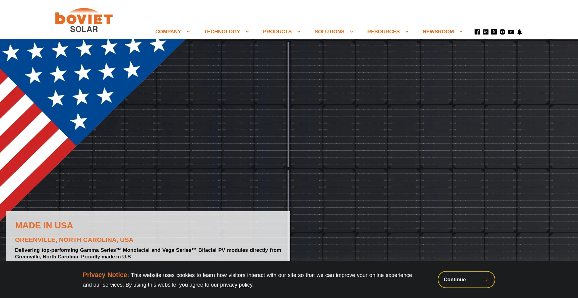 Website screenshot of Bovietsolar.com