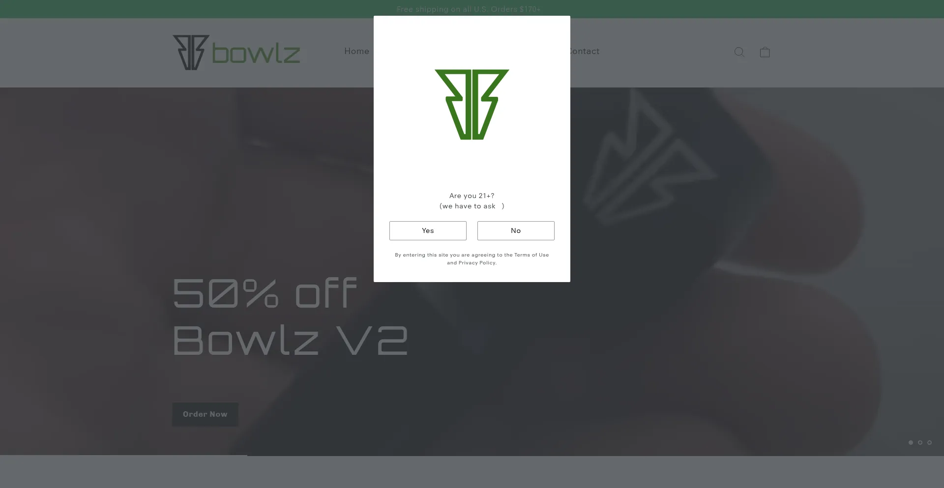 Website screenshot of Bowlzofficial.com