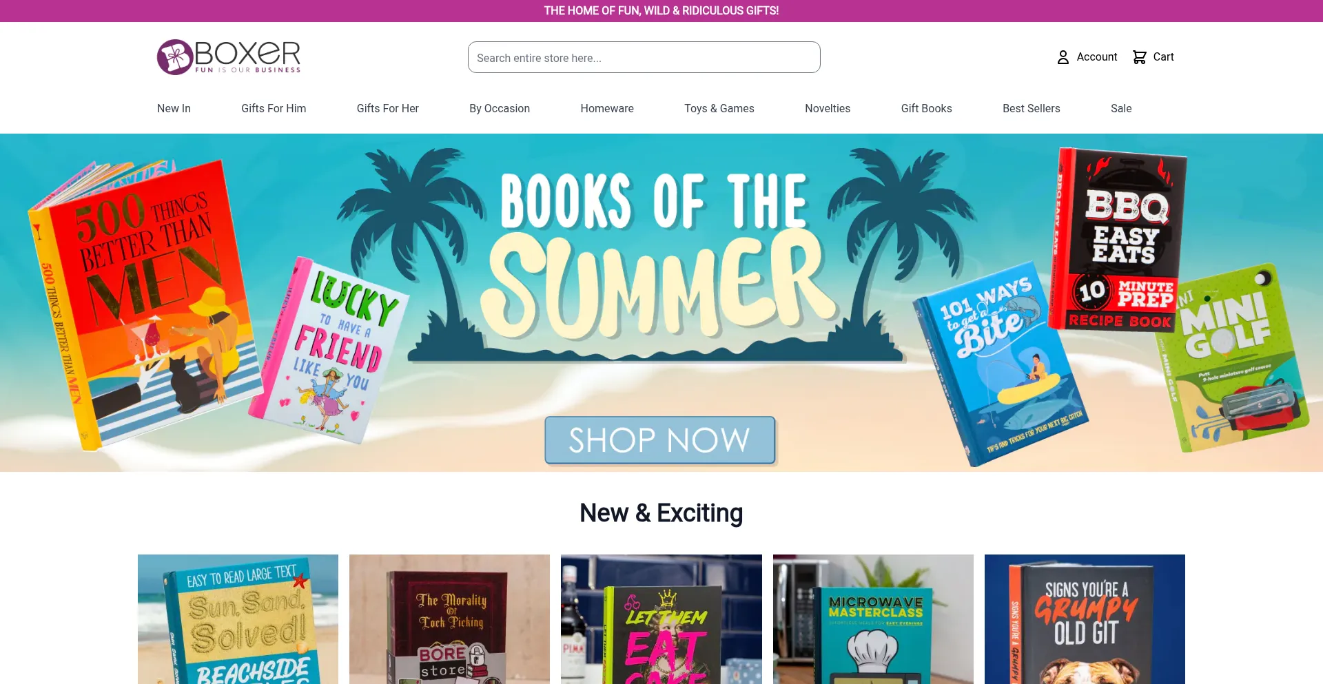 Website screenshot of Boxergifts.com