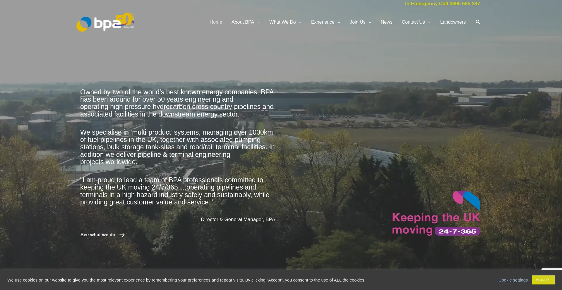 Website screenshot of Bpa.co.uk
