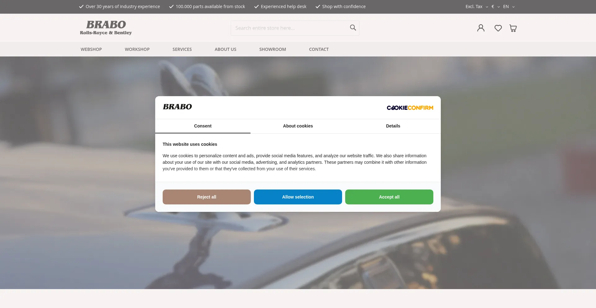 Website screenshot of Brabocars.com