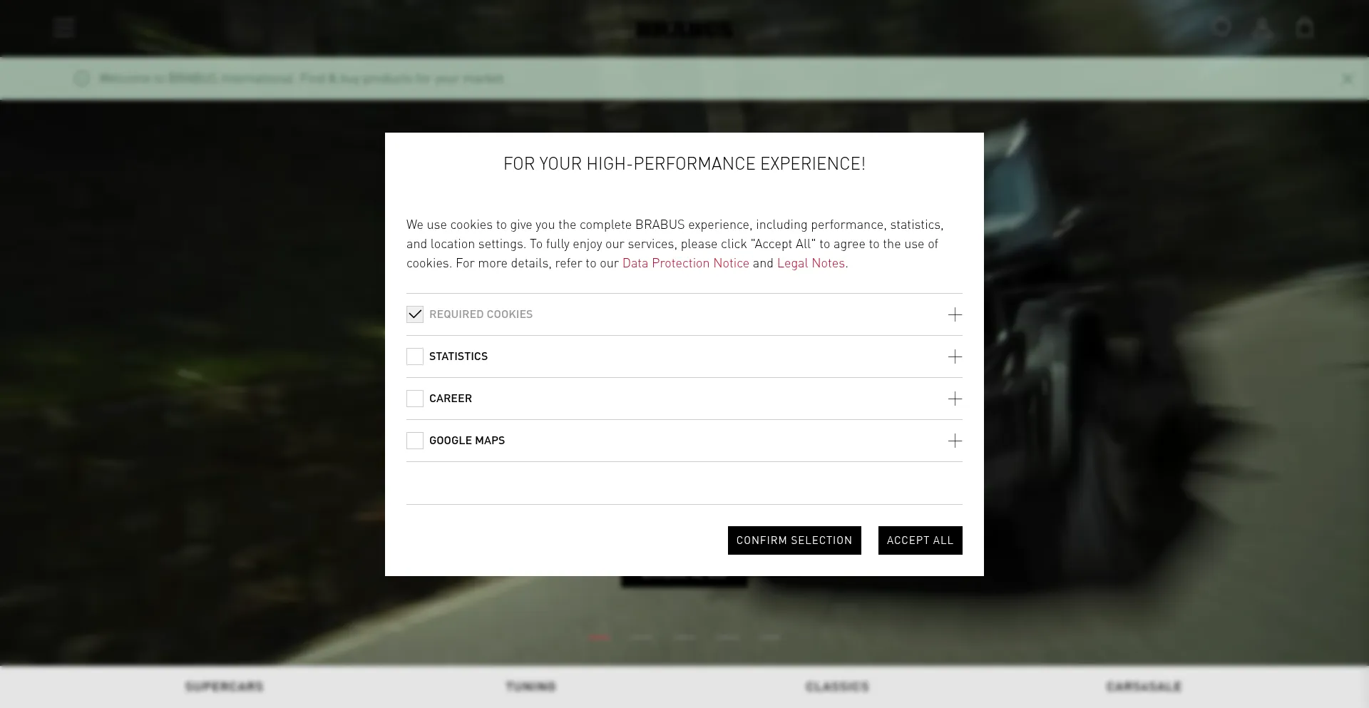 Website screenshot of Brabus.com