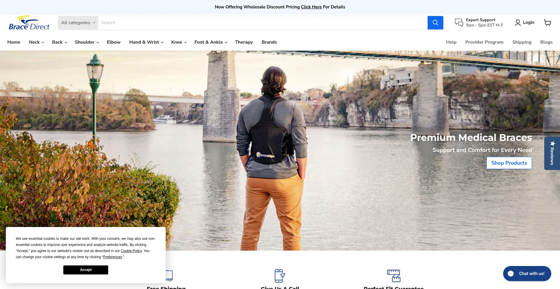 Website screenshot of Bracedirect.com