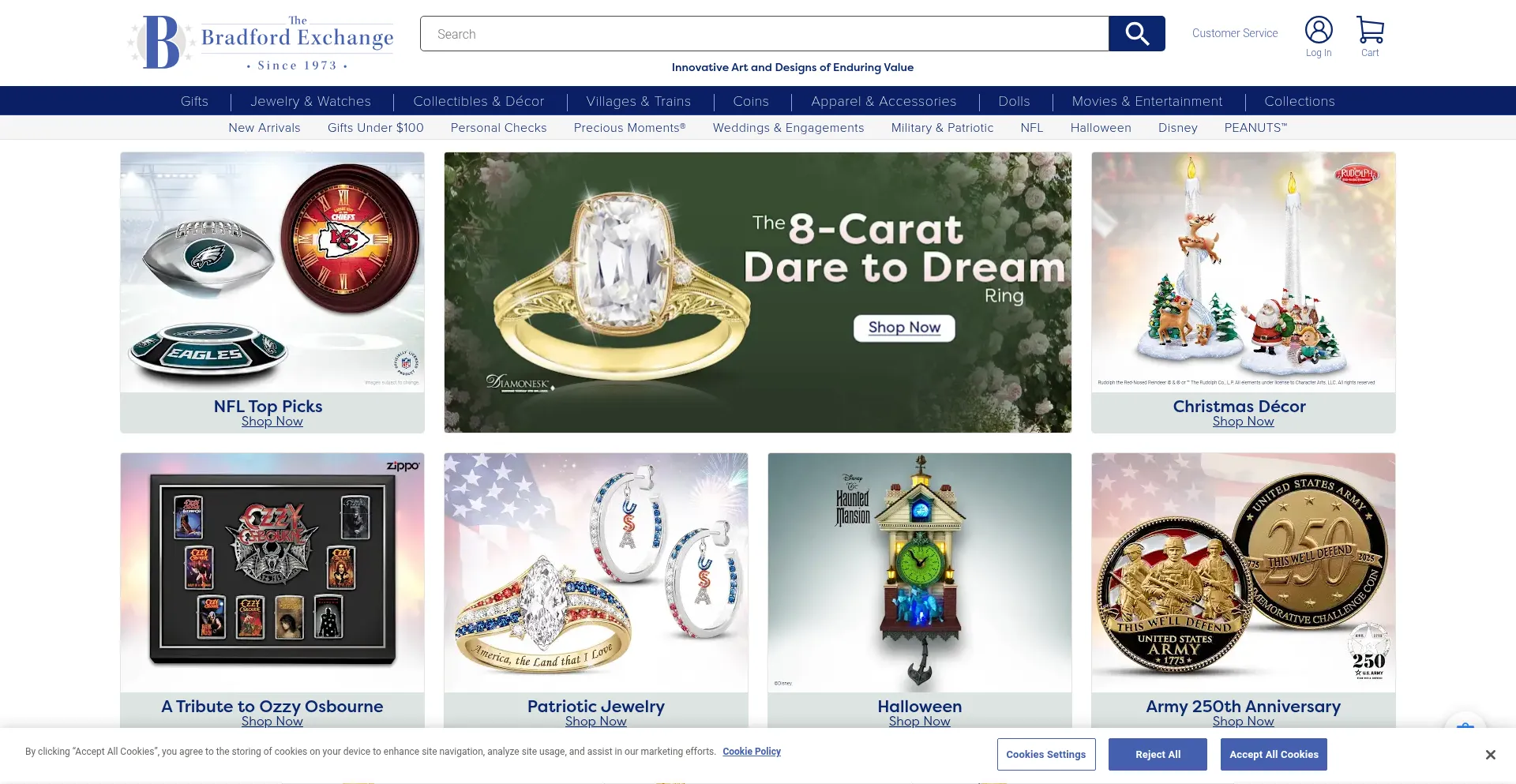 Website screenshot of Bradfordexchange.com