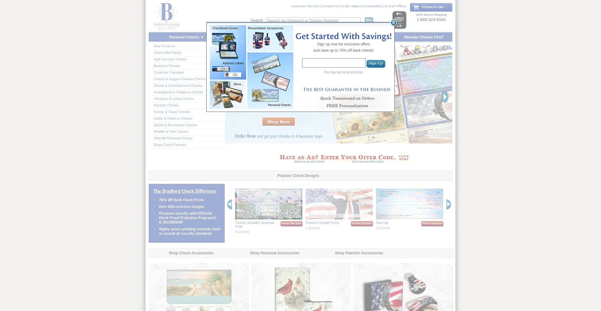 Website screenshot of Bradfordexchangechecks.com