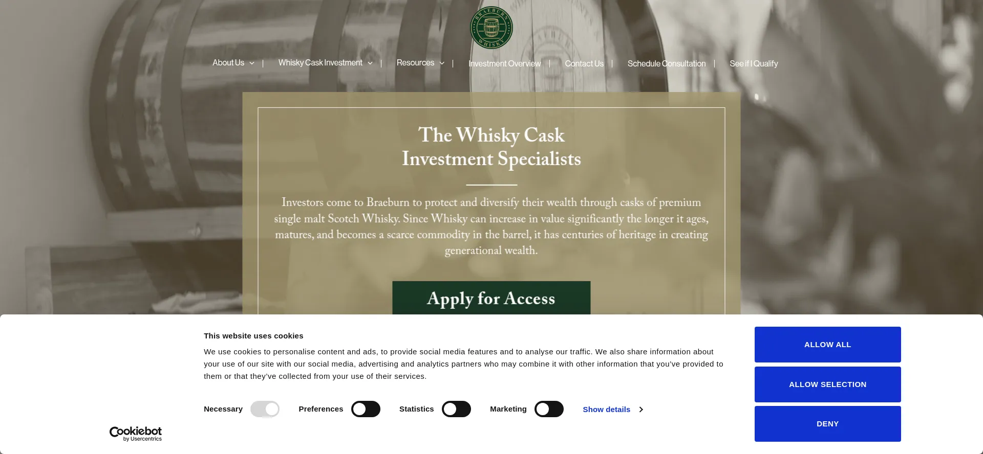 Website screenshot of Braeburnwhisky.com
