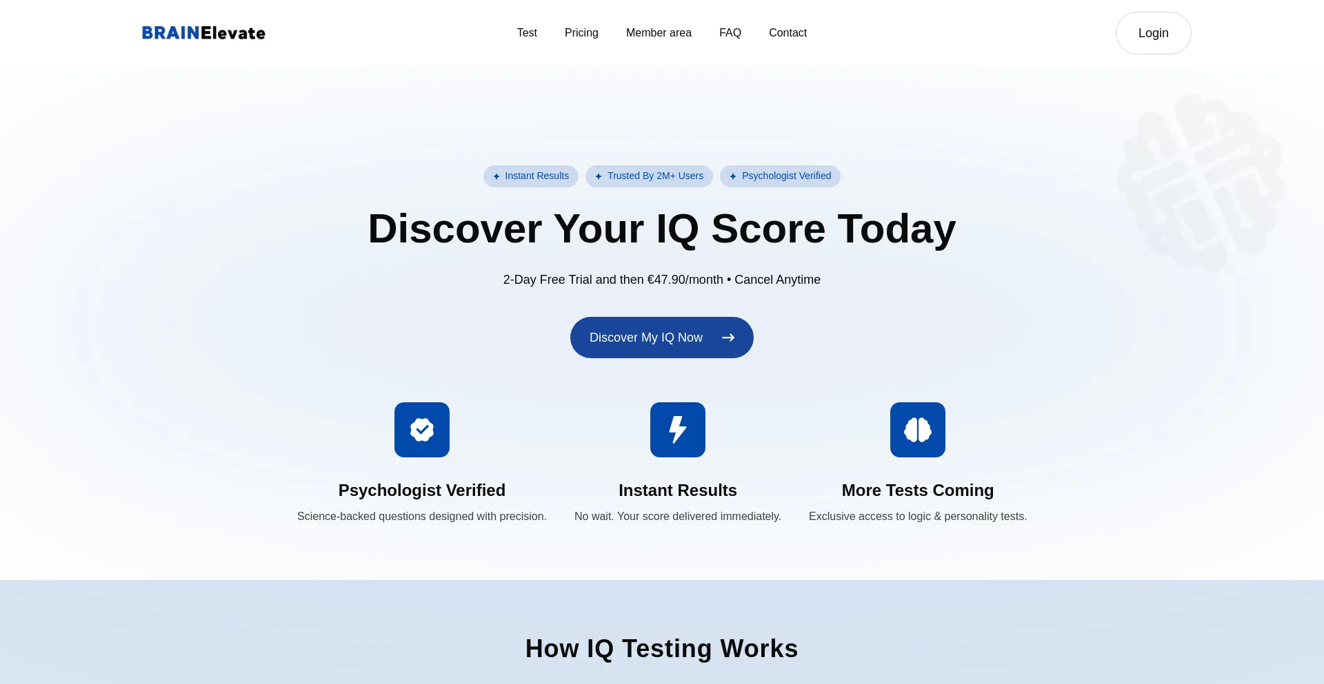 Website screenshot of Brain-elevate.com