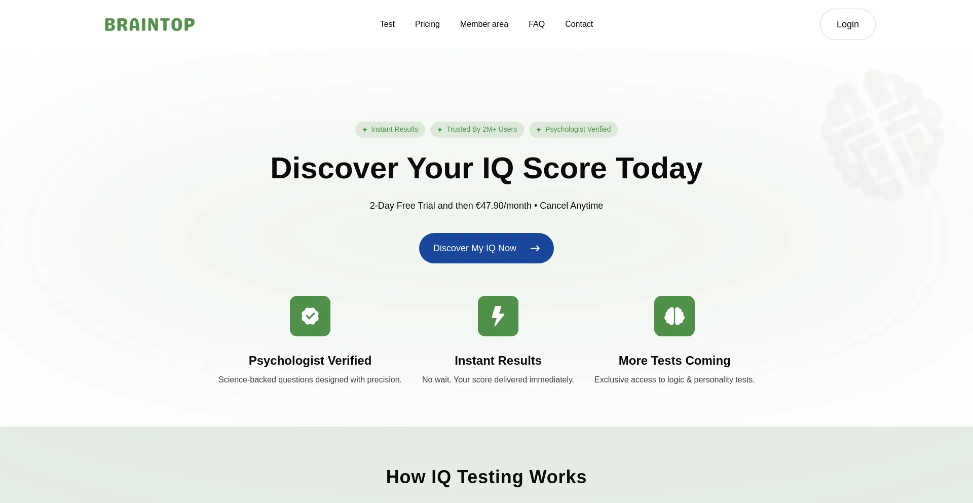 Website screenshot of Brain-top.com