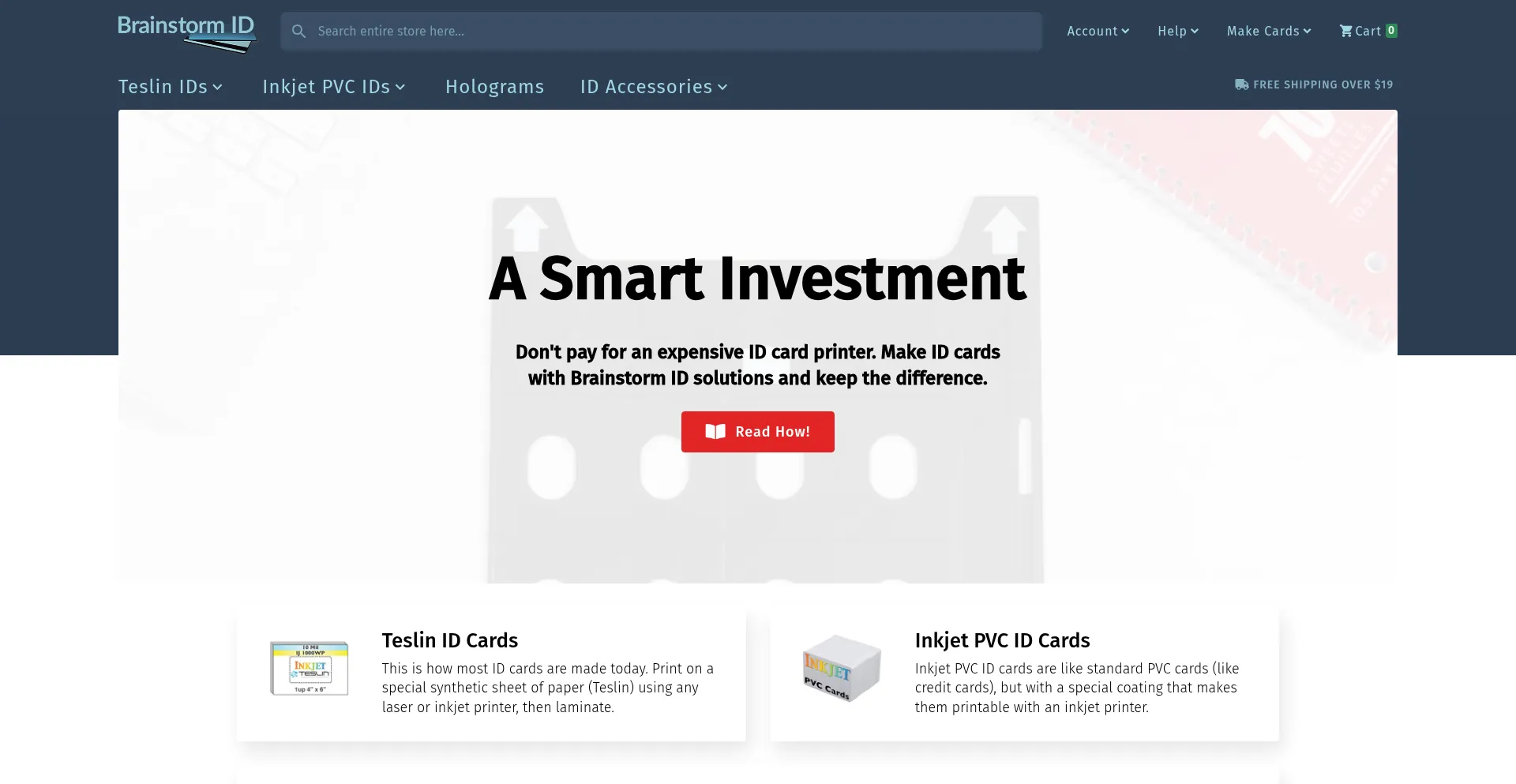 Website screenshot of Brainstormidsupply.com
