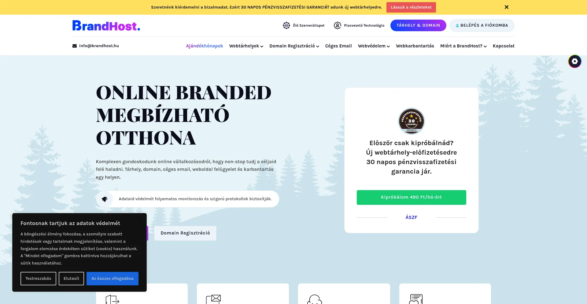 Website screenshot of Brandhost.hu