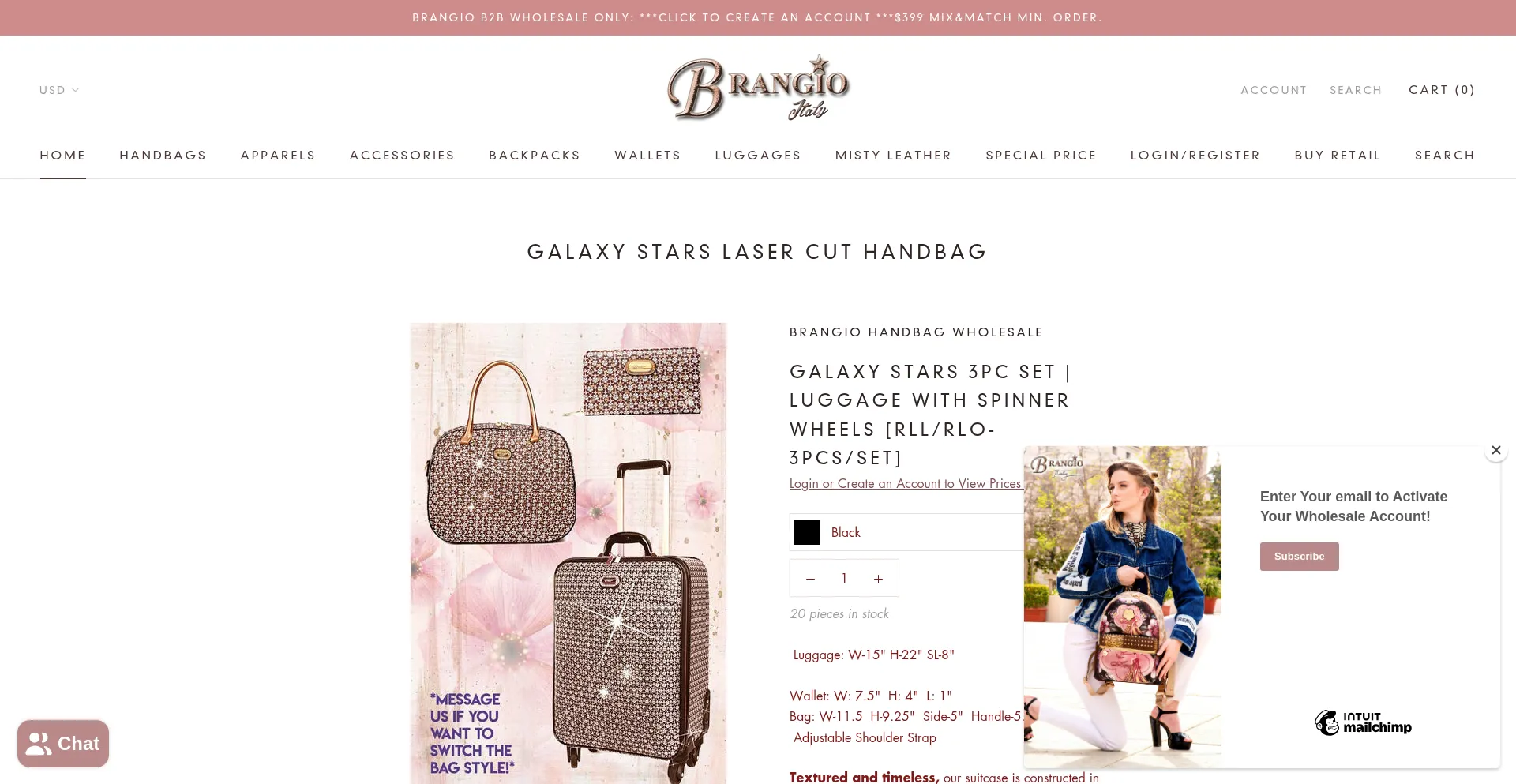 Website screenshot of Brangio.com